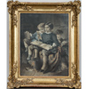 Oidentifierad konstnär, läsande barn, oljetryck, 1800-tal 