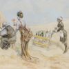 Robert Högfeldt (1894-1986), Noak i öknen, blandteknik, signerad