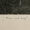 Ulf Eklund, färggravyr, "Man med korp", signerad