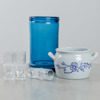 Snapsglas "Niva", Tapio Wirkkala, Iittala, samt blåvit kruka, Arabia