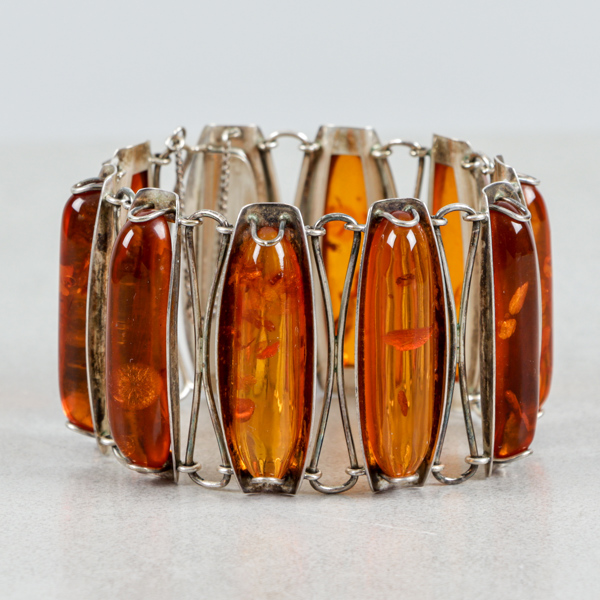 Armband, Fischland, Silver och bärnsten
