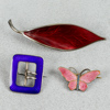 Broscher, 3 st, silver och emalj