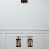 Taklampa, mässing, glas, trä, 2-ljuspunkter, 1960/70-tal