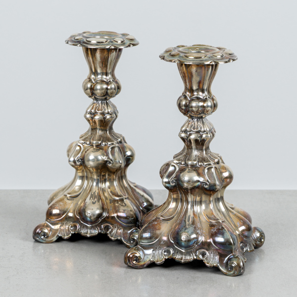 LJUSSTAKAR, 1 par, silver, rokokostil