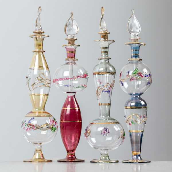 Parfymflakonger, 4 st, glas, Italien, 1900-tal