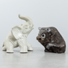 Figuriner, 2 st, elefant, keramik samt bison, Ester Wallin, Upsala Ekeby