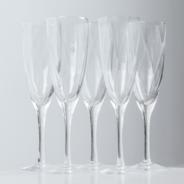 Bertil Vallien, champagneglas, 5 st, "Chateau", Kosta Boda