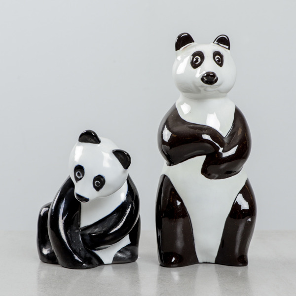 Mari Simmulson, 2 st figuriner Pandor, keramik, Upsala Ekeby