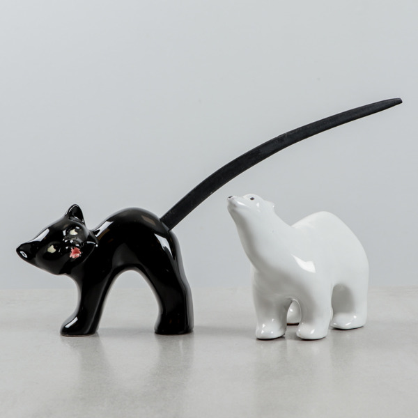 Figuriner, 2 st, katt samt isbjörn, Upsala-Ekeby