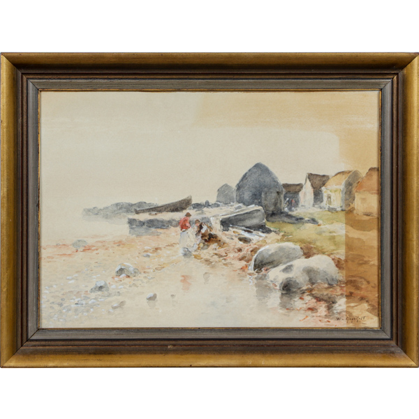 Wilhelm von Gegerfelt, (1844-1920), Sysslor vid strandkanten, akvarell, signerad