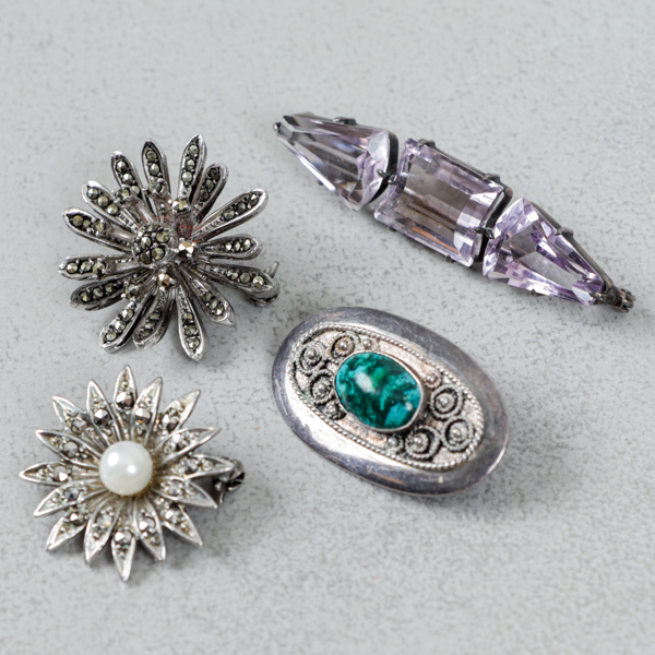 Broscher, 4st, silver
