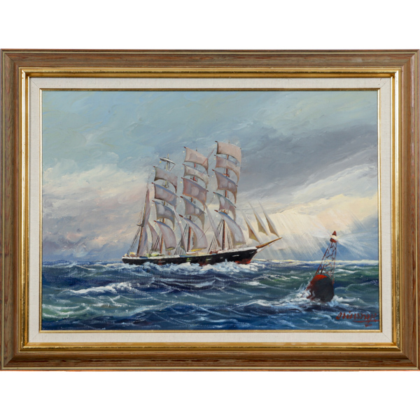 Einar Brissmyr, Marinmålning, olja på duk, signerad