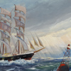 Einar Brissmyr, Marinmålning, olja på duk, signerad