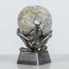 Henry Gustafsson (1943-2005), skulptur, "Lyftet", tenn och sten, signerad