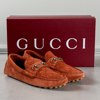 Skor, Gucci, "byron Sdriver Suede GG with horsebit", märkt strl 9