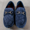 Skor, Gucci, "Byron driver Suede GG with horsebit", märkt strl 9