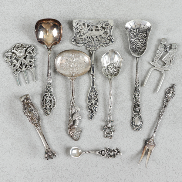 Uppläggningsbestick, 10 delar, silver, 124g