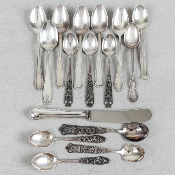 Kaffe- och teskedar, 15 delar, silver, 171g
