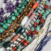 Halsband, 8st, bl.a. Lapis, Malakit, Tigeröga, Pärlor