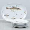 Tallrikar, 6 st samt uppläggningsfat, Upsala Ekeby för Karlskrona, porslin