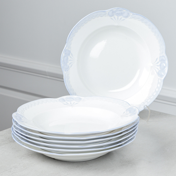 Alf Wallander (1862-1914), mattallrikar, 7 st, jugend, Rörstrand