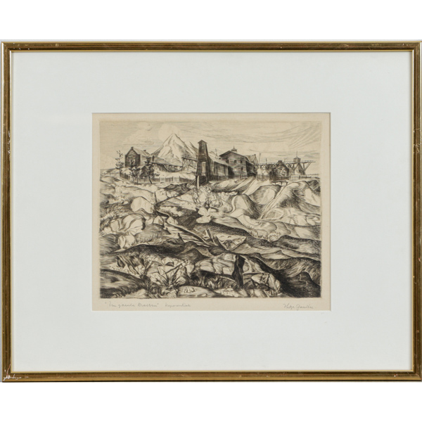 Helge Zandén, akvating, signerad