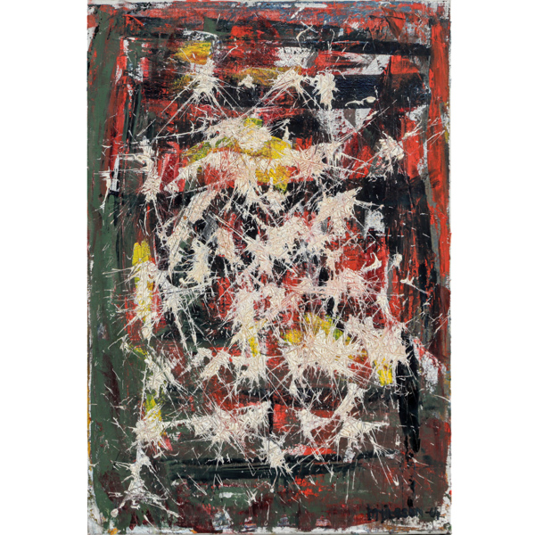 Oidentifierad konstnär, abstrakt komposition, olja på duk, signerad