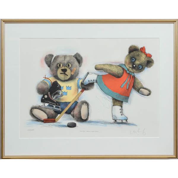 Lasse Åberg, "Isbjörn-Ursus Marítímus, litografi, signerad