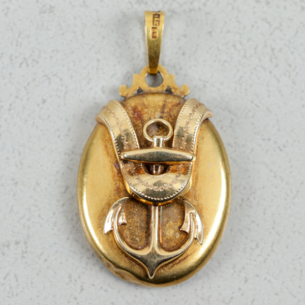 Hänge, Guld 18k och glas, fotogömma