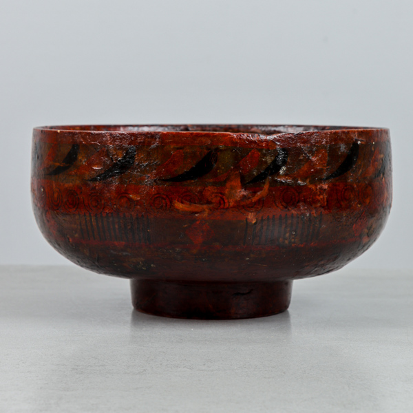 Skål på fot, allmoge, bemålat trä, 18/1900-tal