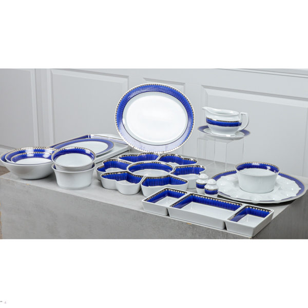 Sigvard Bernadotte, servisdelar, 15 delar "Marianne Royal Blue", Christineholm