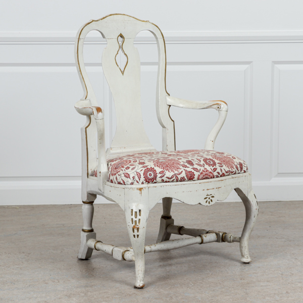 Armlänsstol, rokokostil, 1800-tal