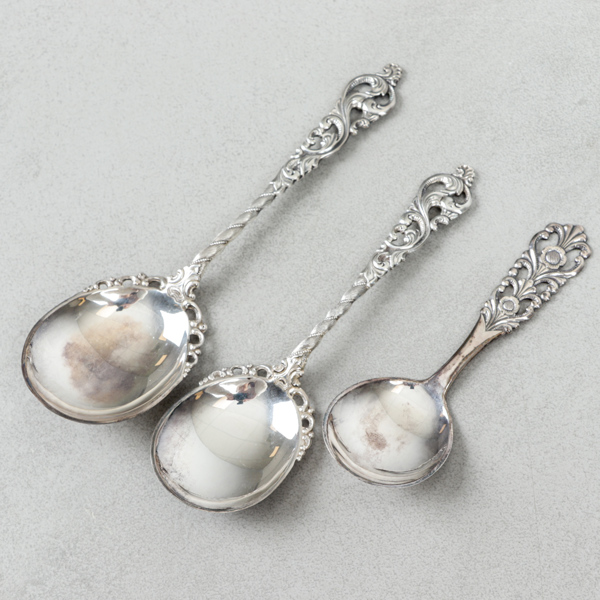 Serveringsskedar, silver, 3 delar, Norge