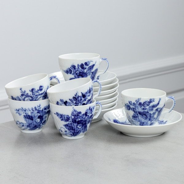 Kaffekoppar, 6 st "Blå Blomst", Royal Copenhagen