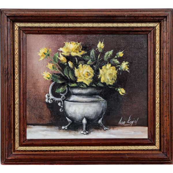 Arno Karjel, Blomsterstilleben, olja på duk, signerad