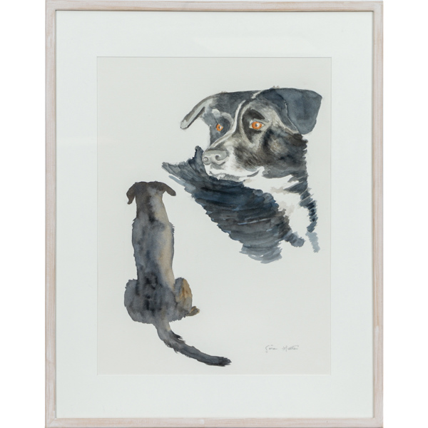 Göran Hultén, Hund, akvarell, signerad