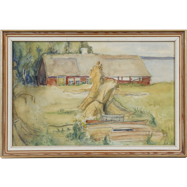 Hildegard Zoir, (1876-1935), Korsvirkeshus, akvarell, signerad och daterad 1910