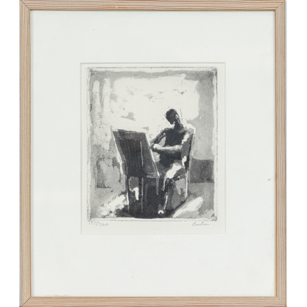 Louis Bastin, Framför duken, litografi, signerad