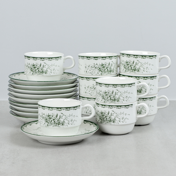 Kaffekoppar, 10 st, "Grön Anna", Rörstrand