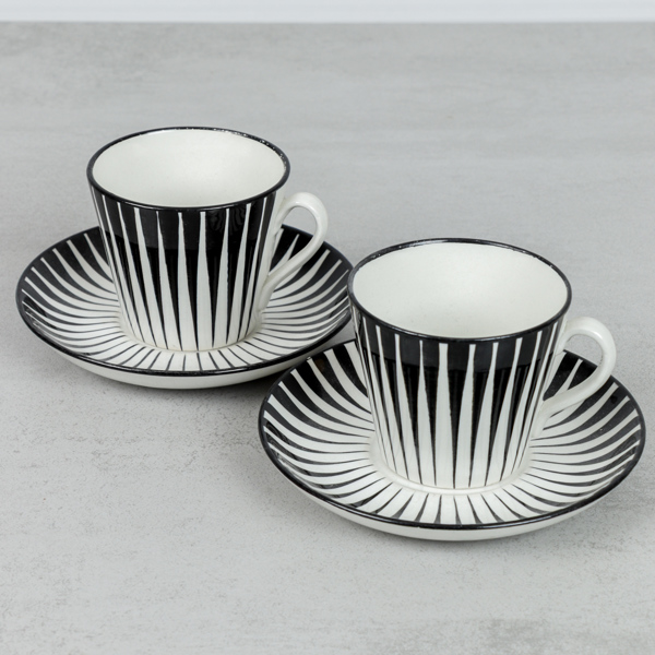 Kaffekoppar med fat, "Zebra", 2 st, Eugen Trost, Gefle, 1950-tal
