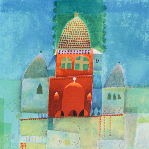 Edgar Mathias Saving (1970-), "Lusthus", färglitografi, signerad, numrerad