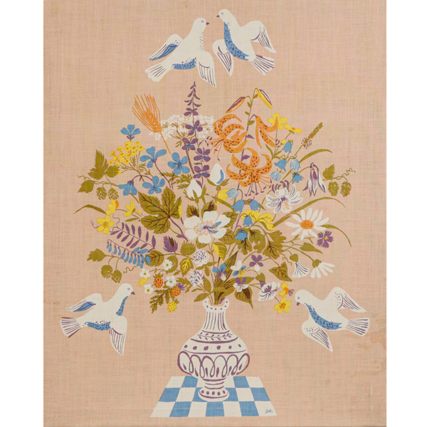 Lisbet Jobs, "Duvor", Jobs Handtryck, textiltavla