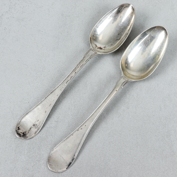 Matskedar, 2 st, silver, Stephan Westerstråhle, (1789-1812), Stockholm, år 1792