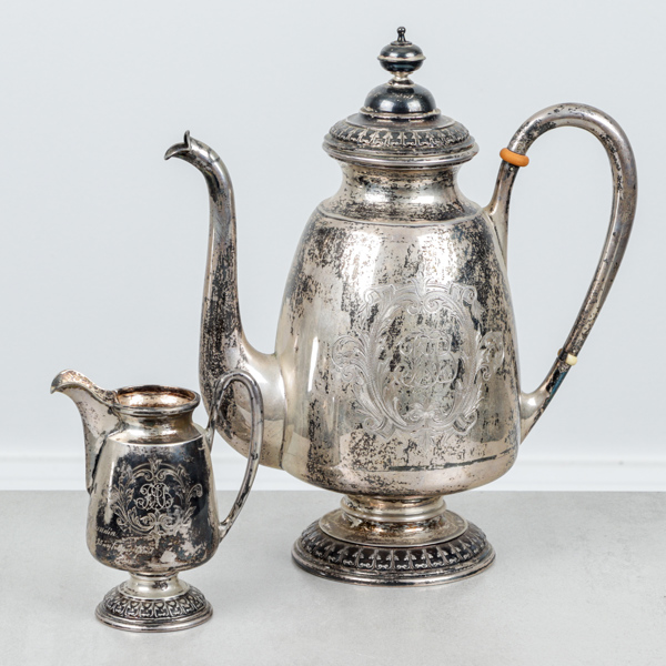 Kaffekanna och gräddkanna, Silver, 637g, K. Markström