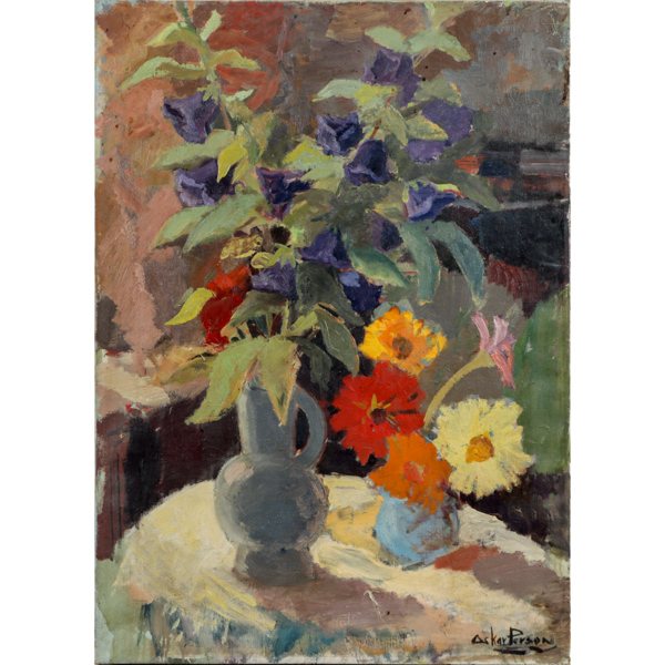 Oskar Person, blomsterstilleben, olja på duk, signerad