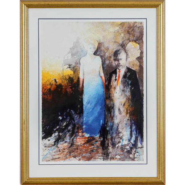 Lars Eje Larsson, Figurkomposition, litografi, signerad