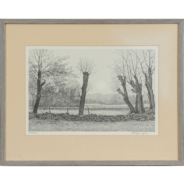 Reinhold Ljunggren, "Från Blekinge", litografi, signerad