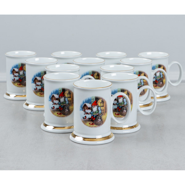 Lars Carlson, "Gammeldags jul", muggar, 12 st, Christineholm / Fyrklövern, Exlusive Edition