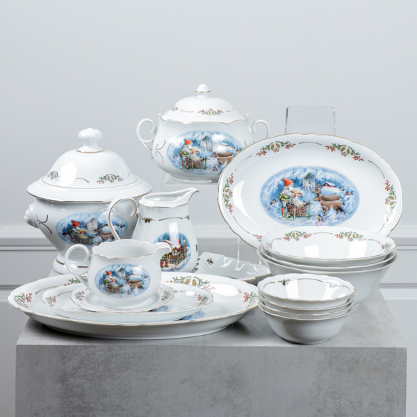 Lars Carlson, "Gammeldags jul", servisdelar, 16 delar, Christineholm / Fyrklövern, Exlusive Edition