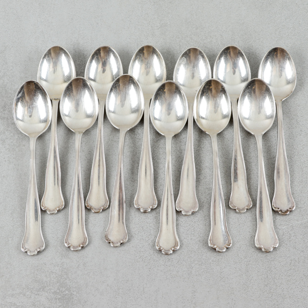 Teskedar, 12st, silver, 224g